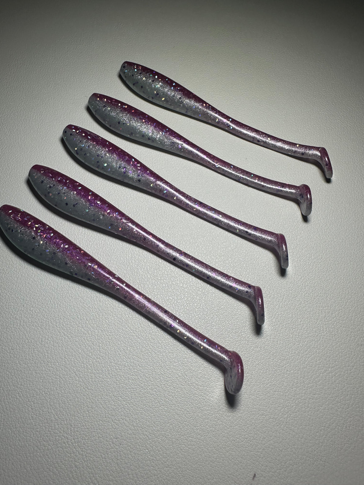 Cotton Candy Glow – 4.5” Dirty Shad Paddle Tail Soft Plastic (8-Pack)