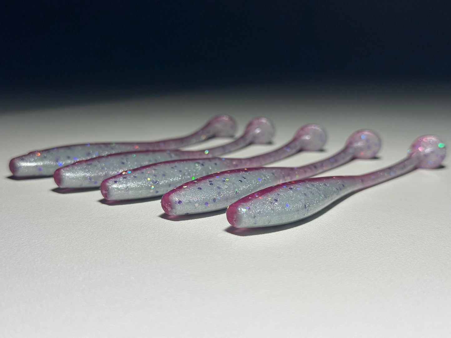 Cotton Candy Glow – 4.5” Dirty Shad Paddle Tail Soft Plastic (8-Pack)