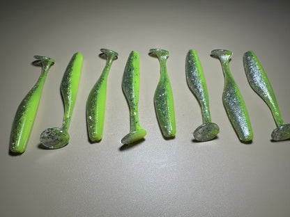 Toxic Flash- 3.8” Paddle Tail Soft Plastic Swimbait (8-Pack)