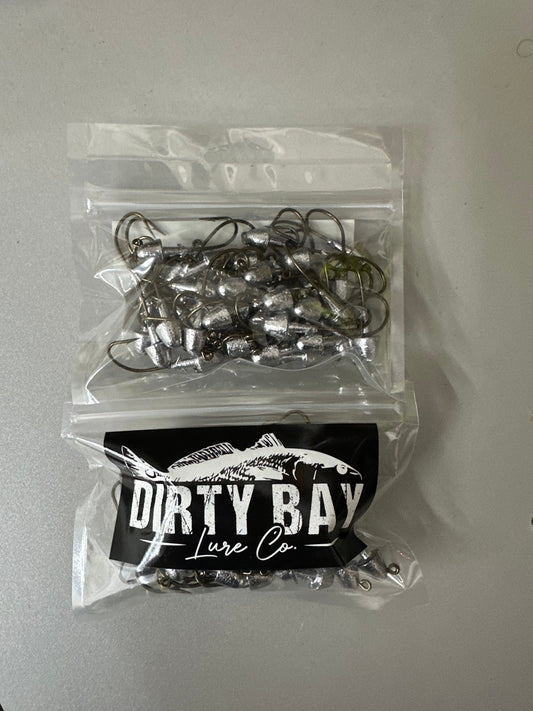 100PK 1/4 oz Premium Jig Heads 100 Pack – Strong Hook • Saltwater Ready • Dirty Bay Lure Company