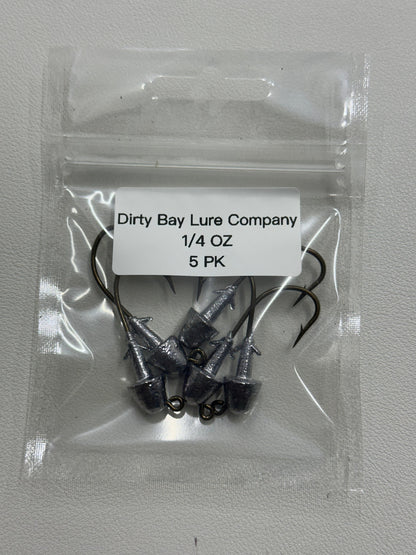 1/4 oz Premium Jig Heads 5 pack – Strong Hook • Saltwater Ready • Dirty Bay Lure Company
