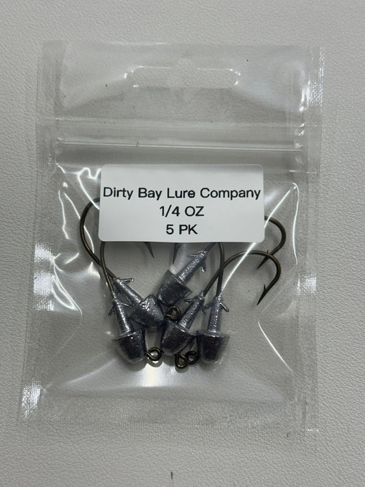 1/4 oz Premium Jig Heads 5 pack – Strong Hook • Saltwater Ready • Dirty Bay Lure Company
